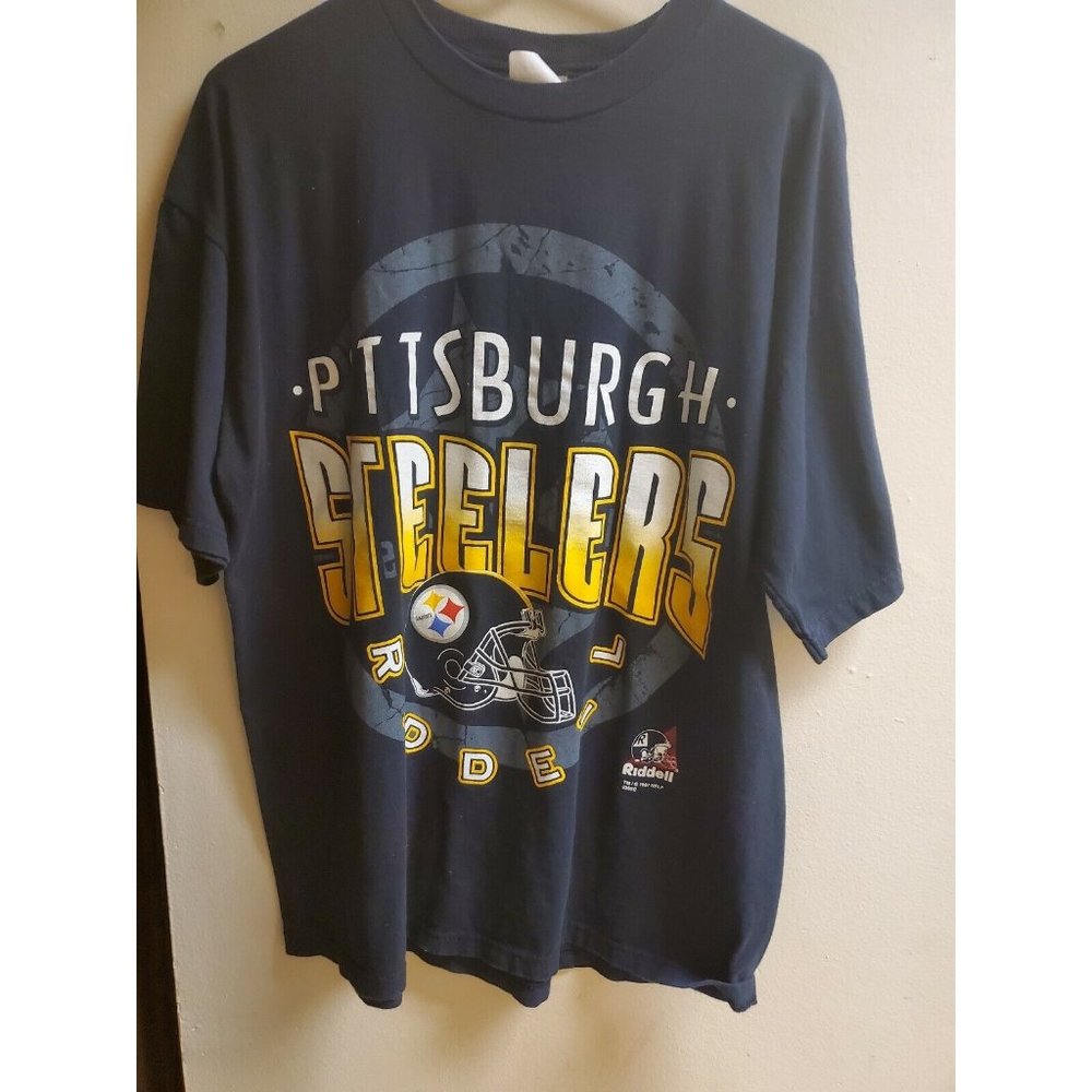 Vintage Rare Grail 1997 Pittsburgh Steelers F T-Shirt Riddell Black